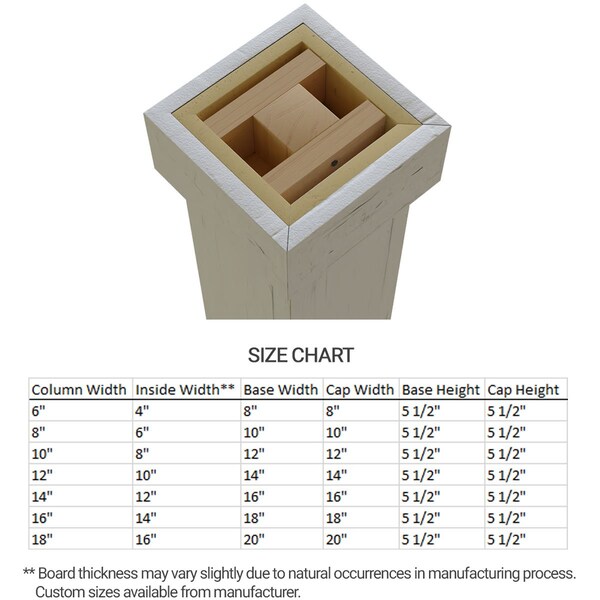 Hand Hewn Endurathane Faux Wood Non-Tapered Square Column Wrap W/ Standard Capital & Base, 6W X 6'H